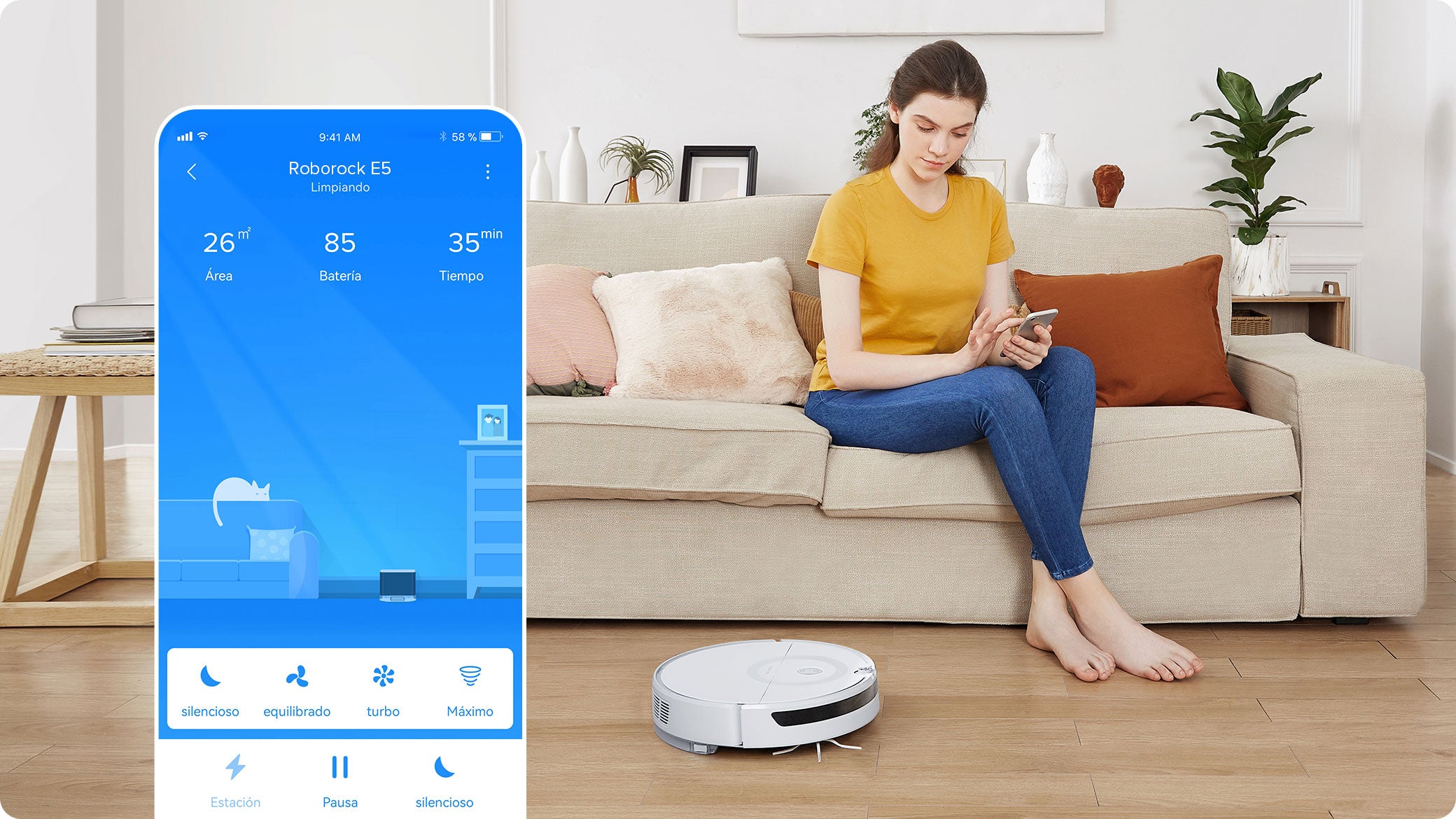 La aplicación Roborock controla la configuración de horarios, los niveles de potencia de succión e incluso el mapa posterior a la limpieza La aplicación Roborock controla la configuración de horarios, los niveles de potencia de succión e incluso el mapa posterior a la limpieza