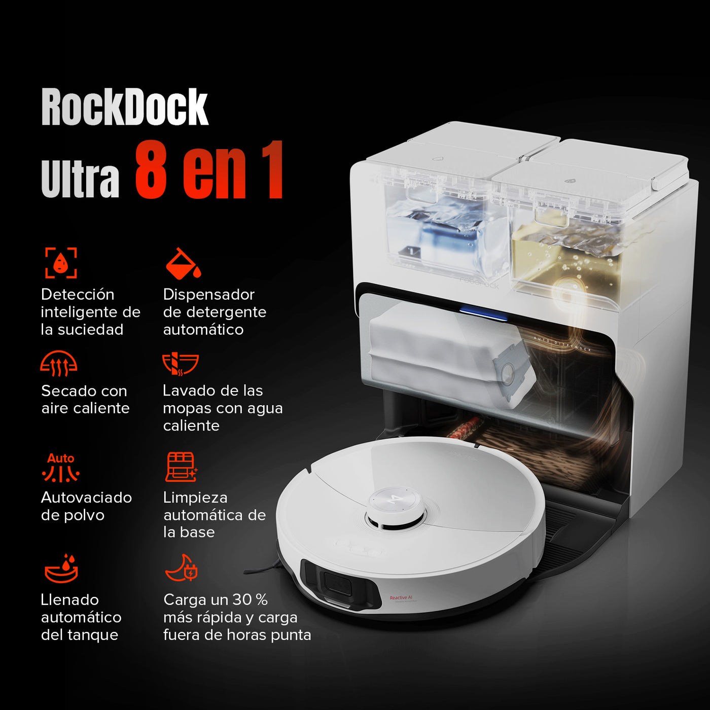 Kit De Cepillos Para Robot Aspirador Roborock S8 MaxV Ultra - 4 Piezas: 2 Principales, 1 Cubierta, 1 Pequeño