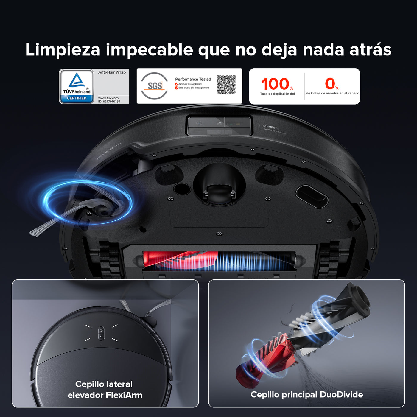 Robot Aspirador Roborock Saros 10R: 22000Pa De Succión, Con Mopa Y Cuerpo Ultra Delgado De Solo 7.98cm