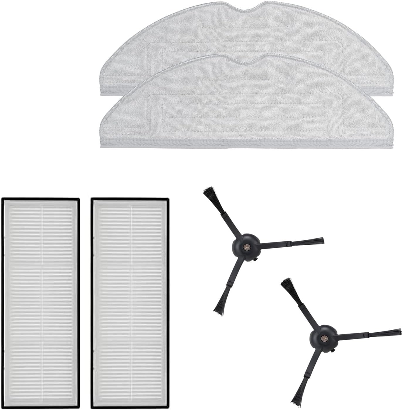 Set de accesorios Roborock con paños de mopa, filtro HEPA y cepillo lateral negro